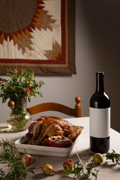 Photo thanksgiving turkey composition on the table