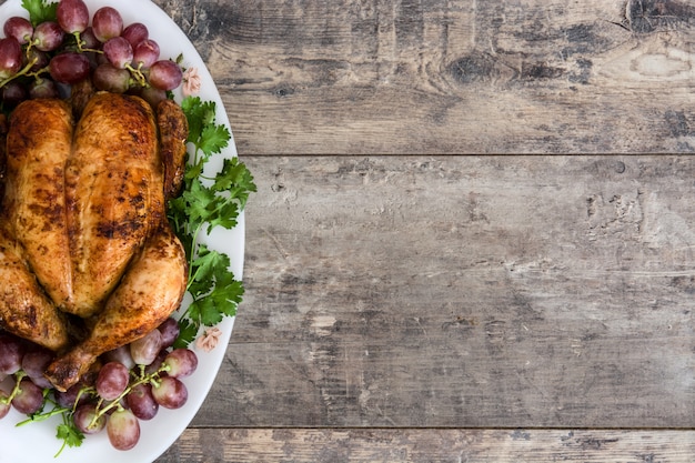 Thanksgiving turkey on rustic wood