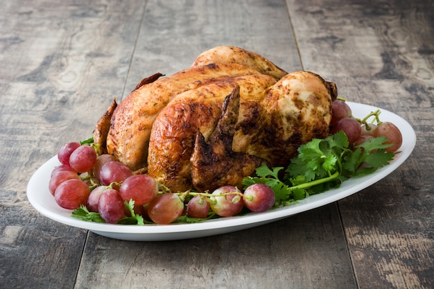 Thanksgiving turkey on rustic wooden