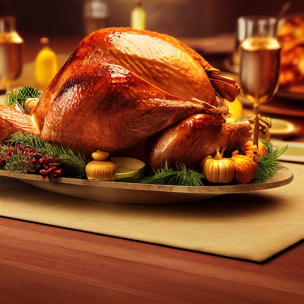 Thanksgiving turkey thanksgiving dinner thanksgiving illustration turkey cooked in centerpiece