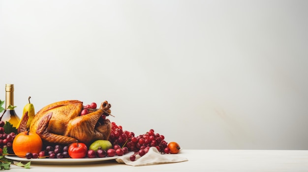 Thanksgiving turkey on wooden table for dinner in Thanksgiving day