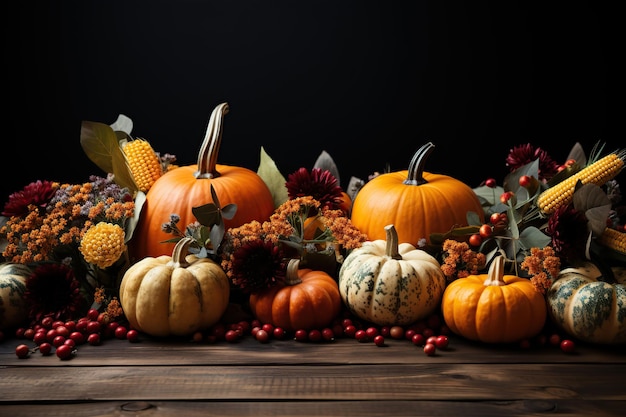 Thanksgiving wallpaper with pumpkins Generative AI