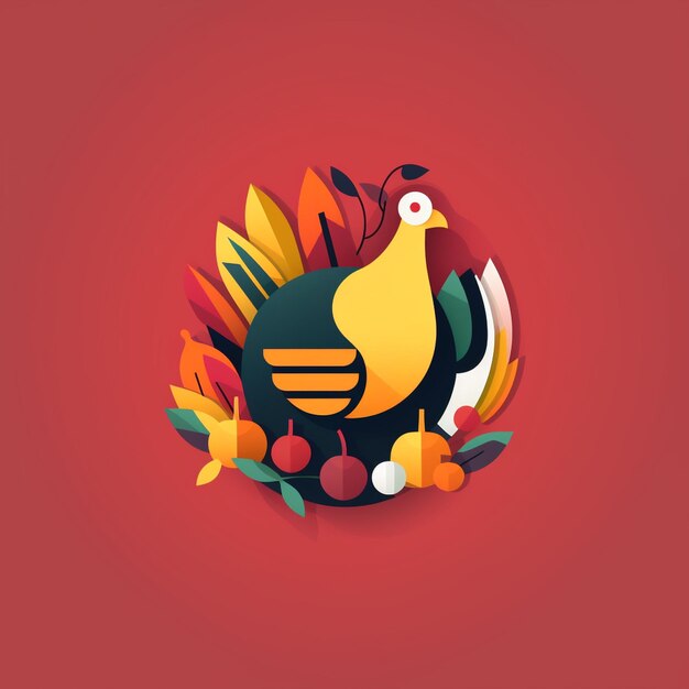 Thanksgivinginspired flat turkey icon