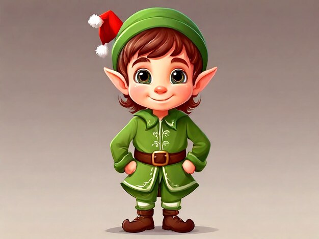 That cute kid wearing elf costume cartoon AI_Generated