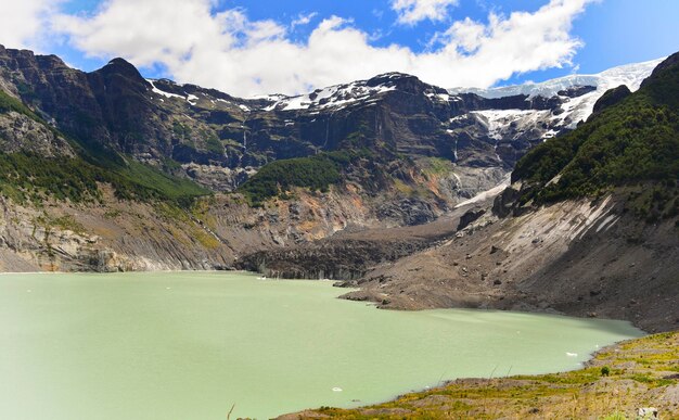 Thaw lagoon in cerro tronador the black snowdrift