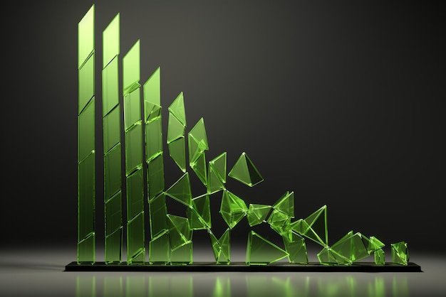 Фото Стрелка на зеленой диаграмме роста разбивает стекло