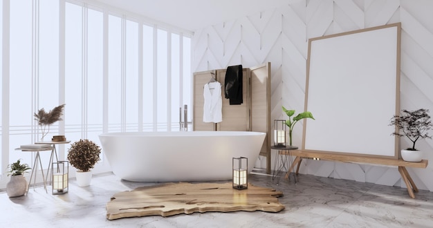 빈 방 인테리어 일본 Style.3d 렌더링에 목욕