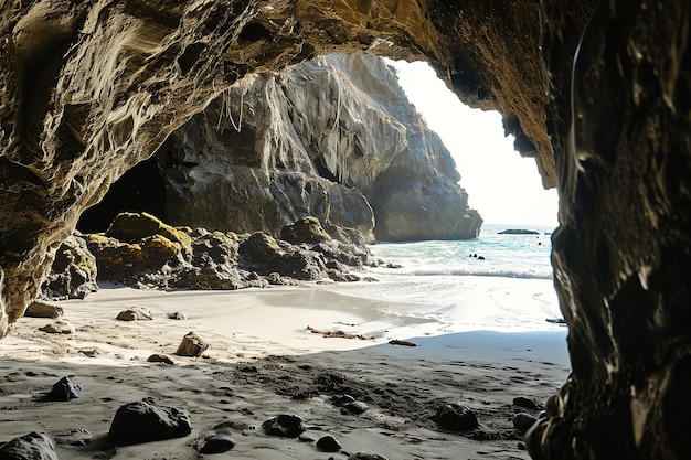 Фото Пляж изнутри большой скальной пещеры