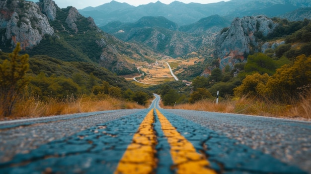 写真 美しい風景 自然 の 消える 点 に 導く パノラマ 道路