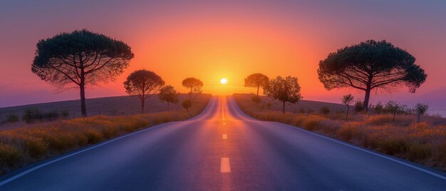 写真 美しい風景 自然 の 消える 点 に 導く パノラマ 道路