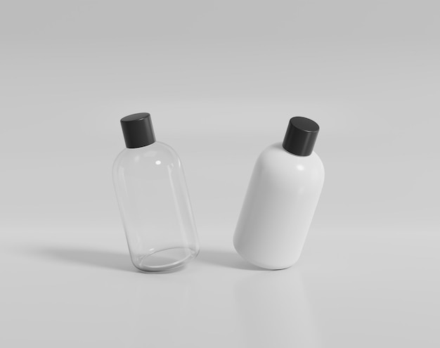 Пустая прозрачная бутылка с водой на пустом фоне, 3d-рендеринг, 3d-иллюстрация