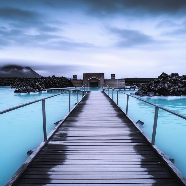Фото Термальный курорт «голубая лагуна» в исландии генеративный искусственный интеллект