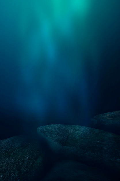 Фото Дно моря лучи солнца сквозь воду 3d иллюстрация