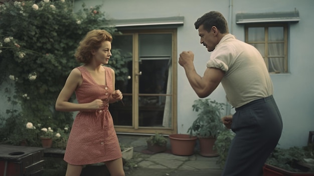 The Brawl of Love Een hyperrealistische HD 3D bokswedstrijd tussen een man en vrouw in Fassbinder's Ba