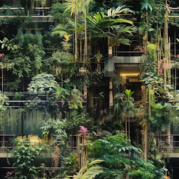 写真 建物は植物で覆われている