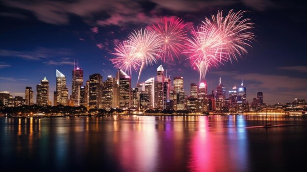 写真 新年の夜の真夜中の街の風景