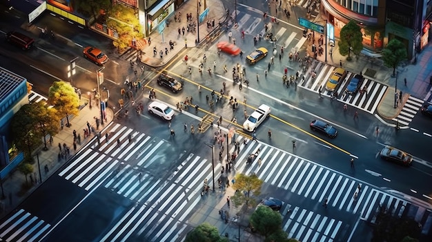 写真 日本 の 横断 歩道 は,上から 見 た 角度 から 撮影 さ れ て い ます