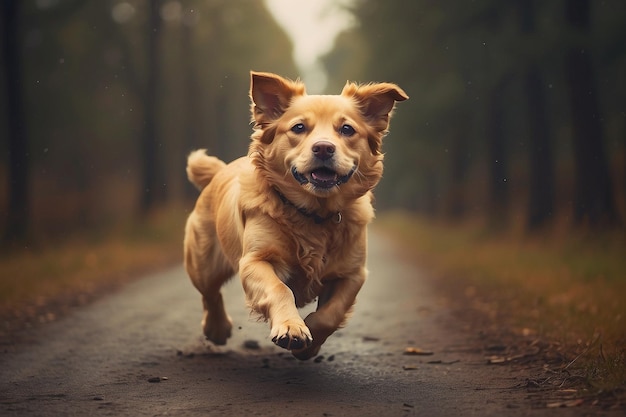 写真 犬が逃げている