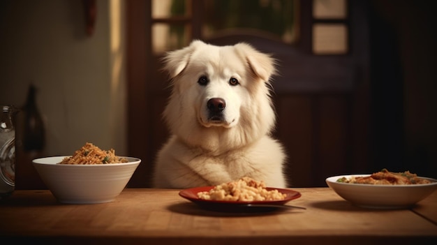 写真 犬の幸せは美味しい食事を楽しんでいる