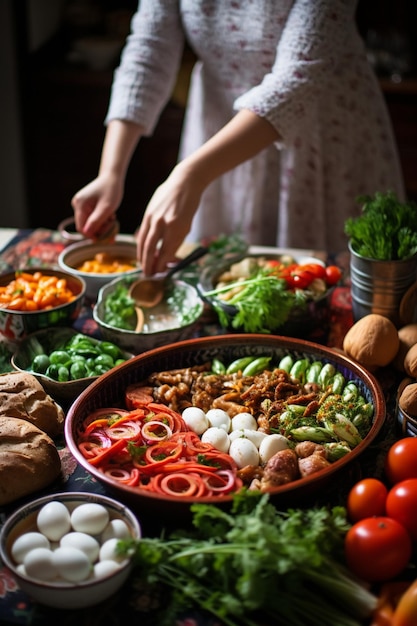 사진 이른 아침에 노루즈 아침 식사를 준비하는 것