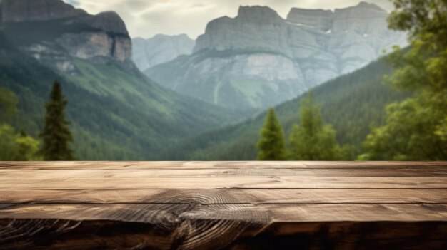 Фото Пустая деревянная коричневая столовая с размытым фоном пешеходной тропы
