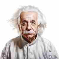 Фото Гений запечатлел фотореалистическое изображение альберта эйнштейна в белом мире