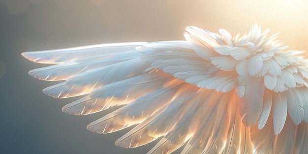 写真 天使の翼の柔らかい曲がりくねりが 柔らかく輝いて 厳しい背景と対照的に