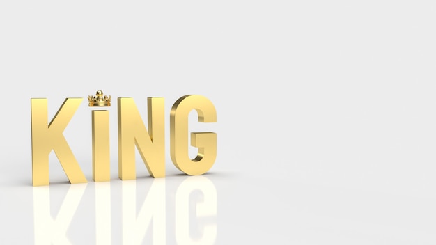 Слово золотой король на белом фоне для 3d-рендеринга бизнес-концепции