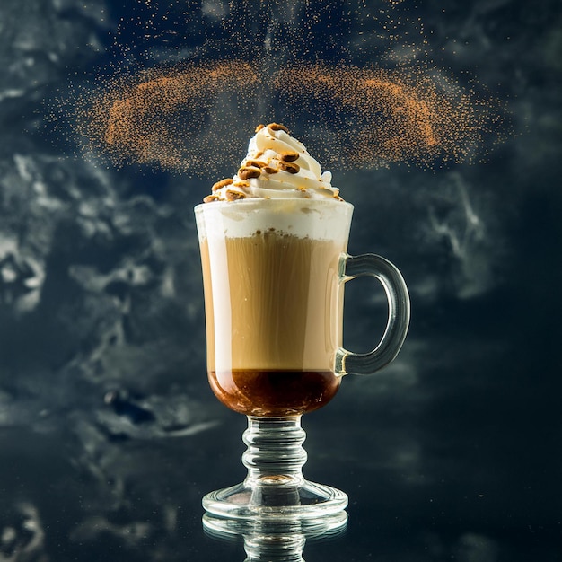 Foto the gravity pull irish coffee is both alluring and intense in a clear glass mug the rich dark cof