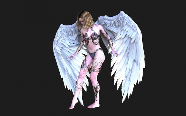 The Heaven Angel Wings, White Wing-verenkleed met uitknippad.