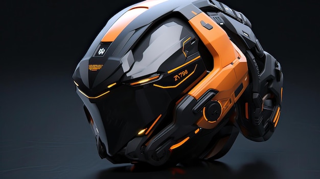 Фото Высокотехнологичный научно-фантастический шлем с интерфейсом дополненной реальности олицетворяет футуристический дизайн футуристический интерфейс погружающий технологию дополненной реальности гладкий дизайн, созданный ии