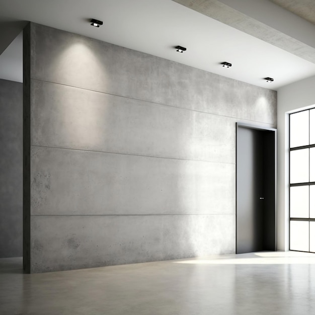 Фото Изображение изображает пустую комнату с бетонной стеной генеративный ии