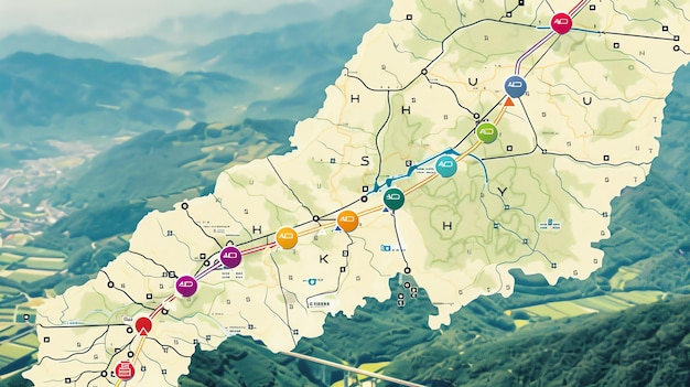 写真 図は架空の地域の地図です地図は主要都市町道路を示しています