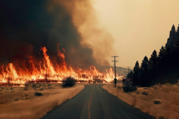 写真 気候変動と森林火災の影響 生成 ai