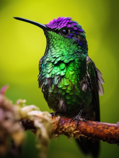 写真 緑色の紫色の耳のハミングバード メキシコ