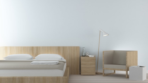 写真 アパートのインテリア寝室スペース最小限のデザイン