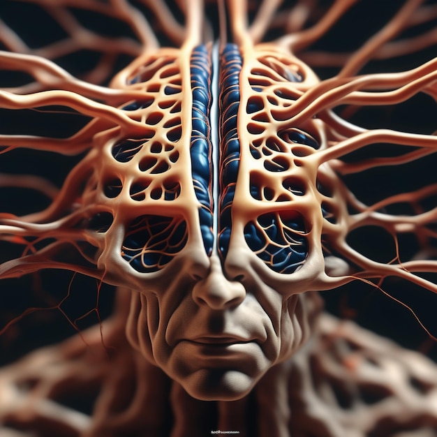 Фото Сложный нейронный ландшафт, отображающий корону человеческого интеллекта