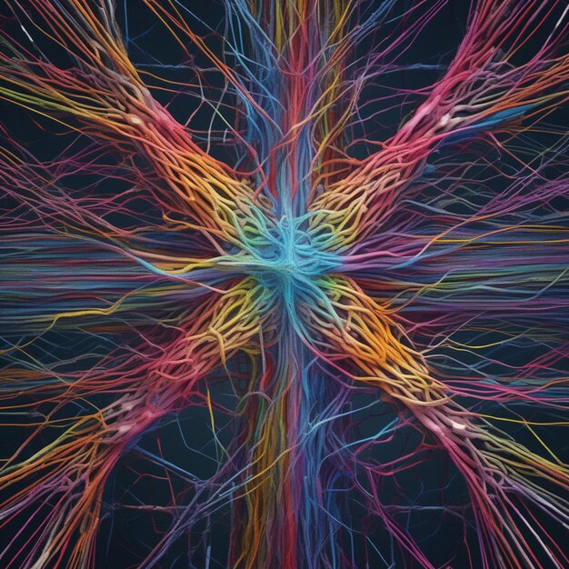 Фото Сложный нейронный ландшафт, отображающий корону человеческого интеллекта