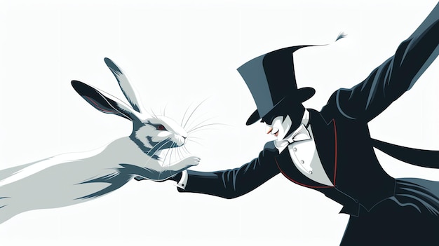 写真 魔術師とウサギは 魔術の2つの古典的なシンボルです