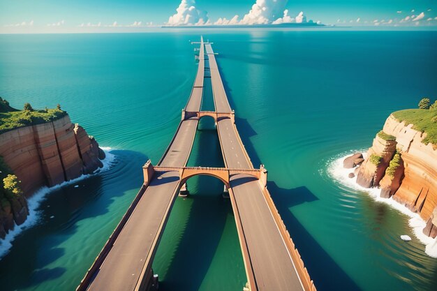 Фото Великолепный мост через океан, архитектура, глубоководный мост, дизайн, обои, фон