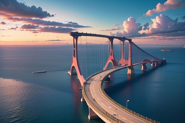 Фото Великолепная архитектура океанического моста, дизайн глубоководного моста, обои на заднем плане
