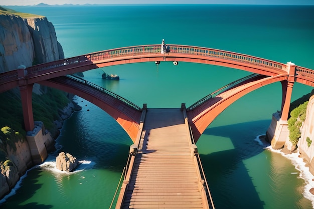 Фото Великолепная архитектура океанического моста, дизайн глубоководного моста, обои на заднем плане