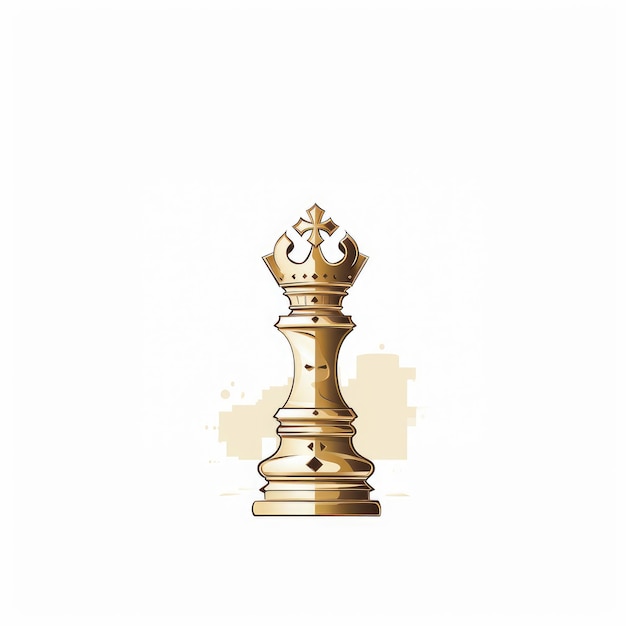 写真 麗な白い背景のチェス王の壮大なシンボルロゴタイプ