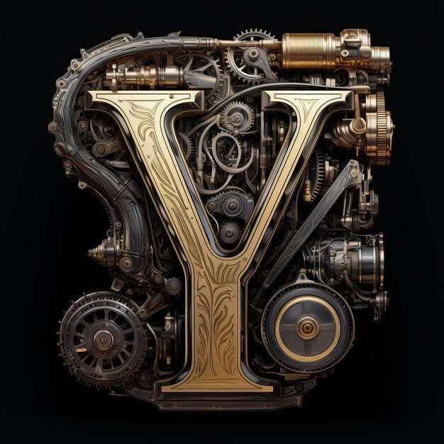 Фото Удивительный автомобильный двигатель в форме буквы y - изысканный, сложный и сложный шедевр на фоне