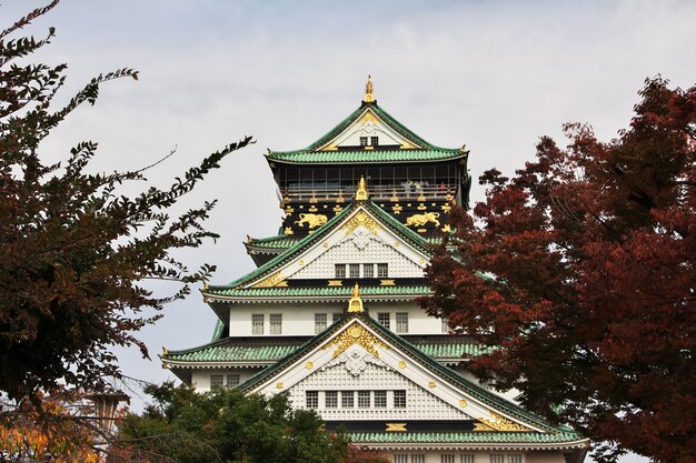 秋、大阪、日本の中世の城