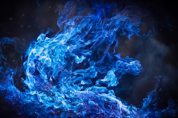 사진 매혹적인 파란 불꽃은 검은 배경에 우아하게 춤을 습니다.