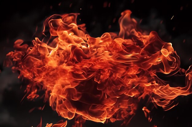Фото Завораживающие красные пламя танцевали изящно на темном фоне.