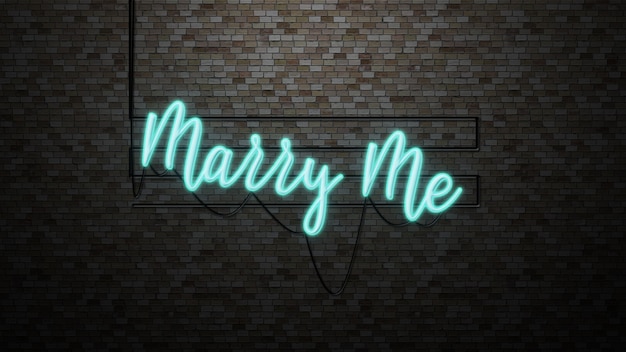 Фото Сообщение «выходи за меня замуж» неоновый свет на кирпичной стене bcakground