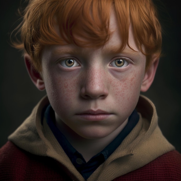 Фото На фото рыжий мальчик с грустным выражением лица