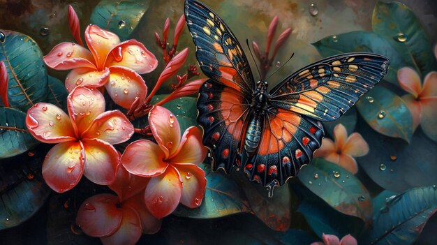 Фото На фотографии изображена яркая и очаровательная бабочка, изящно сидящая на цветке.